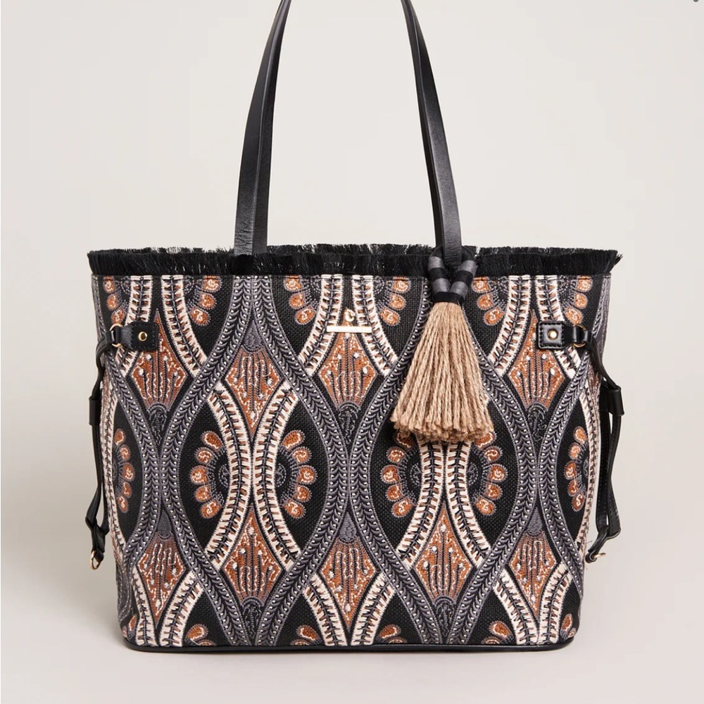 Spartina 449 Black and Brown Patterned Tote